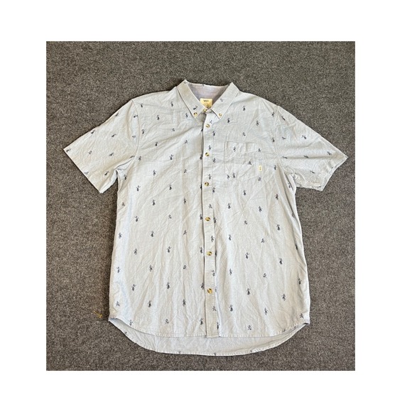 Vans Other - Vans Mens XL Blue Embroidered Hula Girl Short Sleeve Button Down Oxford Shirt